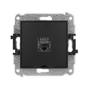Mechanizm gniazda komputerowego pojedynczego 1xRJ45, kat. 7, ekranowany, 8-stykowy, bez pola opisowego Karlik seria ICON 12IGKBO-9 kolor czarny mat