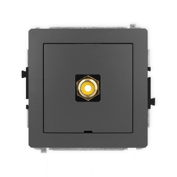 Mechanizm gniazda pojedynczego RCA, bez pola opisowego typu cinch - żółty, pozłacany Karlik seria DECO 28DGRCABO-1 kolor grafitowy mat