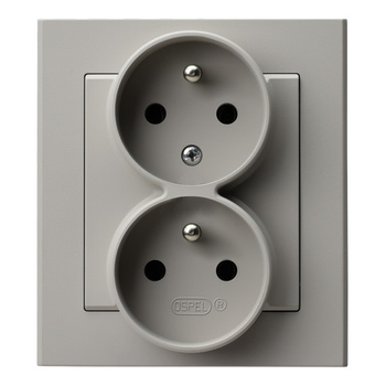 Gniazdo podwójne z uziemieniem z funkcją niezamienności faz, kompletne z ramką seria SONATA kolor Kaszmir symbol GP-2RC/82