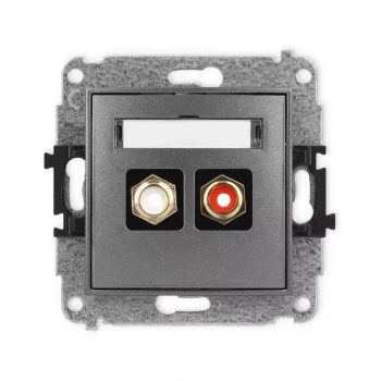 Mechanizm gniazda podwójnego RCA typu cinch - biały i czerwony, pozłacany Karlik seria MINI 11MGRCA-2 kolor grafitowy