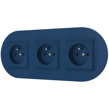 Trzy gniazda pojedyncze z ramką okrągłą seria MINI kolor navy blue
