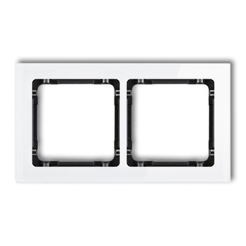 Ramka uniwersalna podwójna - efekt szkła ramka: biała; spód: czarny Karlik seria DECO 0-12-DRS-2 kolor biały