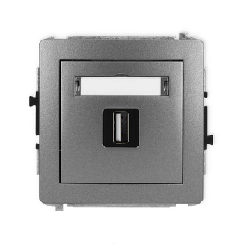 Mechanizm gniazda pojedynczego USB A-A 2.0 Karlik seria DECO 11DGUSB-1 kolor grafitowy