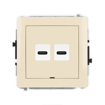 Mechanizm gniazda podwójnego 2xUSB C-C, bez pola opisowego Karlik seria DECO 1DGUSBBO-8 kolor beżowy