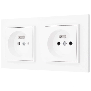 Dwa gniazda pojedyncze z ramką prostą seria MINI kolor biały mat