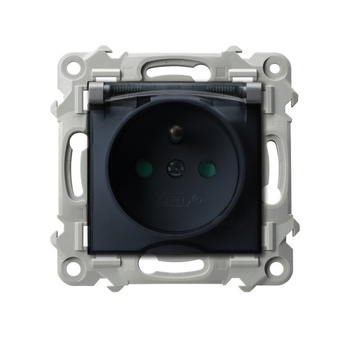 Gniazdo bryzgoszczelne z uziemieniem IP-44 z przesłonami torów prądowych wieczko przezroczyste seria SZAFIR kolor Szary mat symbol GPH-1ZZP/m/70/d