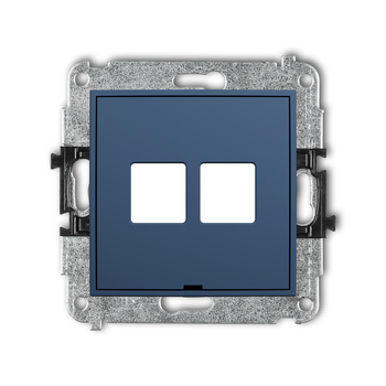 Mechanizm gniazda multimedialnego podwójnego bez modułu, bez pola opisowego standard Keystone Karlik seria ICON 64IGMBO-2P kolor navy blue