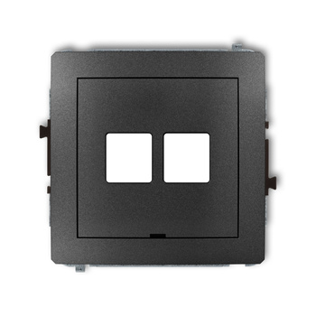 Mechanizm gniazda multimedialnego podwójnego bez modułu, bez pola opisowego standard Keystone Karlik seria DECO 11DGMBO-2P kolor grafitowy