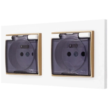 Dwa gniazda hermetyczne karlik mini kolor biały/złoty 19