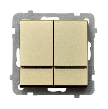 Łącznik dwugrupowy świecznikowy z podświetleniem niebieskim seria SONATA kolor Szampański złoty symbol ŁP-2RS/m/39