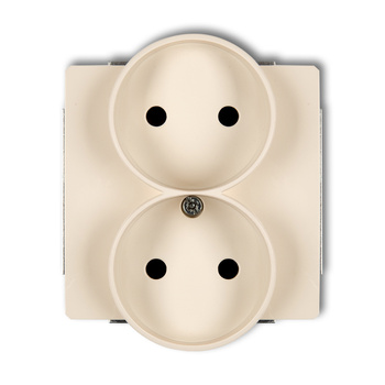 Mechanizm gniazda podwójnego do ramki DECO Soft bez uziemienia 2x2P z przesłonami torów Karlik seria DECO 1DGPRSO-2p kolor beżowy