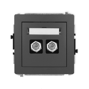 Mechanizm gniazda antenowego podwójnego typu F SAT niklowany Karlik seria DECO 28DGF-2 kolor grafitowy mat