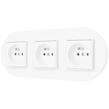 Trzy gniazda pojedyncze z ramką okrągłą seria MINI kolor biały