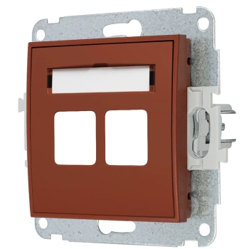 Mechanizm gniazda multimedialnego podwójnego bez modułu standard Keystone Karlik seria MINI 63MGM-2P kolor terakota