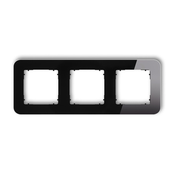 Ramka uniwersalna potrójna zaokrąglona - efekt szkła ramka: czarna spód: czarny Karlik seria ICON 12-12-IRSZ-3 kolor czarny