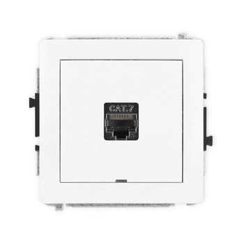 Mechanizm gniazda komputerowego pojedynczego 1xRJ45, kat. 7, ekranowany, 8-stykowy, bez pola opisowego Karlik seria DECO DGKBO-9 kolor biały