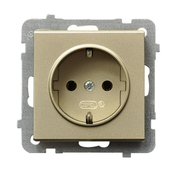 Gniazdo pojedyncze z uziemieniem schuko seria SONATA kolor Szampański złoty symbol GP-1RS/m/39