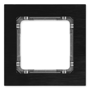 Ramka uniwersalna pojedyncza - aluminium szczotkowane ramka: czarna; spód: grafitowy Karlik seria DECO 12-11-DRA-1 kolor czarny
