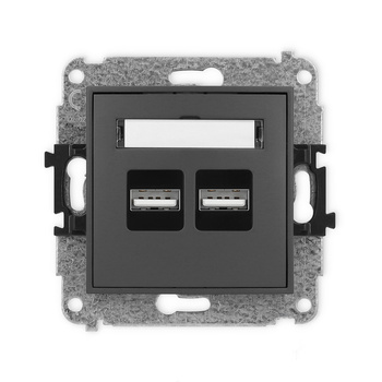 Mechanizm ładowarki USB podwójnej 2xUSB A, 15,5W max., 5V, 3.1A Karlik seria ICON 28ICUSB-6 kolor grafitowy mat