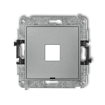 Mechanizm gniazda multimedialnego pojedynczego bez modułu, bez pola opisowego standard Keystone Karlik seria MINI 7MGMBO-1P kolor srebrny metalik