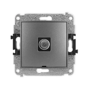 Mechanizm gniazda antenowego pojedynczego TV, bez pola opisowego Karlik seria MINI 11MGTVBO-1 kolor grafitowy