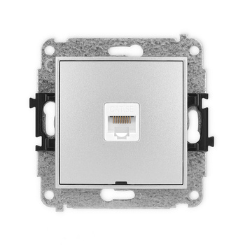 Mechanizm gniazda komputerowego pojedynczego 1xRJ45, kat. 5e, 8-stykowy, bez pola opisowego Karlik seria ICON 7IGKBO-1 kolor srebrny metalik