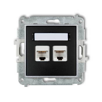 Gniazdo internetowe 2x bez ramki karlik mini kolor czarny mat/srebrny