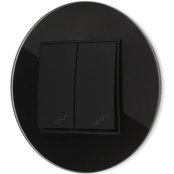 Włącznik schodowy podwójny z ramką okrągłą efekt szkła seria ICON kolor czarny