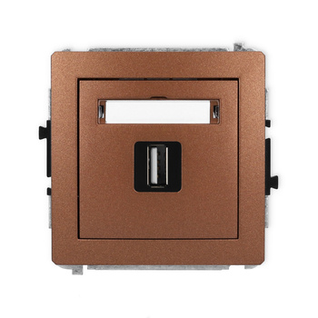 Mechanizm gniazda pojedynczego USB A-A 2.0 Karlik seria DECO 9DGUSB-1 kolor brązowy metalik
