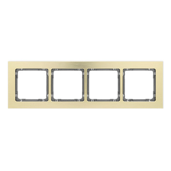 Ramka uniwersalna poczwórna - aluminium szczotkowane ramka: kolor mosiężny; spód: grafitowy Karlik seria DECO 8-11-DRA-4 kolor mosiężny