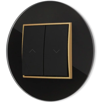 Włącznik roletowy z blokadą z ramką okrągłą efekt szkła seria ICON kolor czarny/złoty