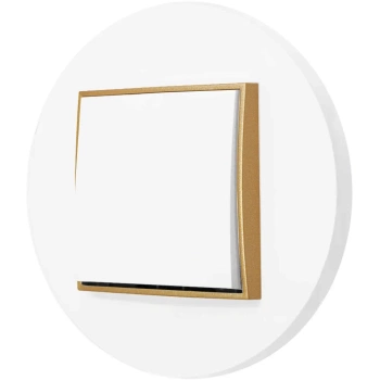 Włącznik pojedynczy z ramką okrągłą seria MINI kolor biały mat/złoty