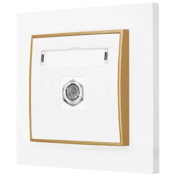 Gniazdo antenowe 1x z ramką prostą seria MINI kolor biały mat/złoty