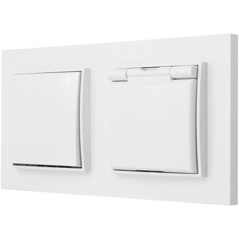 Włącznik z gniazdkiem hermetycznym kolor biały 20