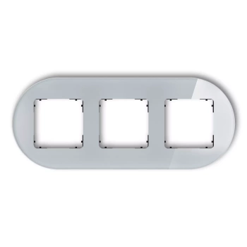 Ramka uniwersalna potrójna okrągła - efekt szkła ramka: szara; spód: czarny Karlik seria ICON 15-12-IRSO-3 kolor szary