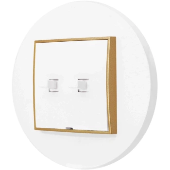 Włącznik roletowy w stylu USA ramka okrągła seria Mini kolor biały mat/złoty