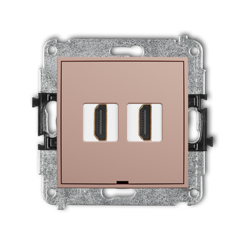 Mechanizm gniazda podwójnego HDMI 2.1, 8K, bez pola opisowego Karlik seria ICON 62IHDMIBO-6 kolor łososiowy