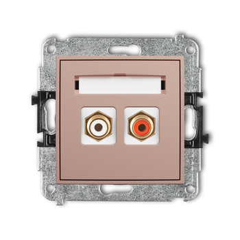 Mechanizm gniazda podwójnego RCA typu cinch - biały i czerwony, pozłacany Karlik seria ICON 62IGRCA-2 kolor łososiowy