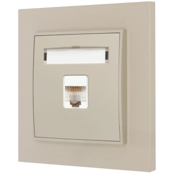 Gniazdo internetowe rj45 1x z ramką prostą seria MINI kolor taupe
