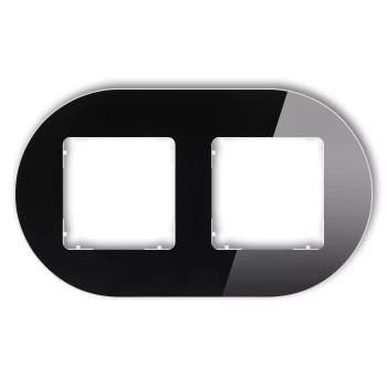 Ramka uniwersalna podwójna okrągła - efekt szkła ramka: czarna; spód: biały Karlik seria ICON 12-0-IRSO-2 kolor czarny