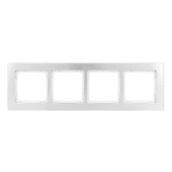 Ramka uniwersalna poczwórna - aluminium szczotkowane ramka: srebrna; spód: biały Karlik seria DECO 7-0-DRA-4 kolor srebrny