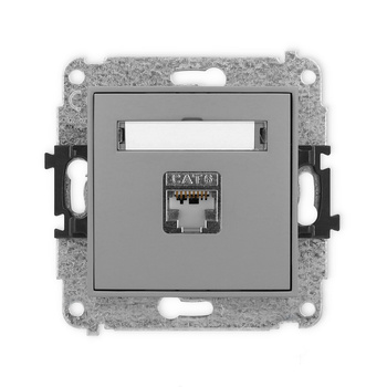 Mechanizm gniazda komputerowego pojedynczego 1xRJ45, kat. 6, ekranowany, 8-stykowy Karlik seria ICON 27IGK-5 kolor szary mat