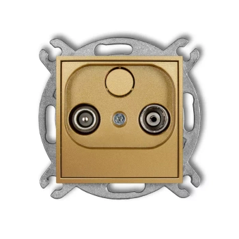 Mechanizm gniazda abonenckiego RTV przelotowego 15dB Karlik seria ICON 29IG15P kolor złoty