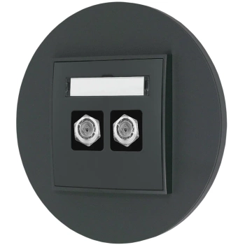 Gniazdo antenowe 2x z ramką okrągłą seria MINI kolor grafitowy mat