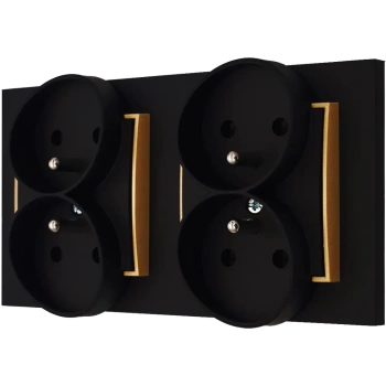 Dwa gniazda bezpieczne dla dzieci kolor czarny mat/złoty 16