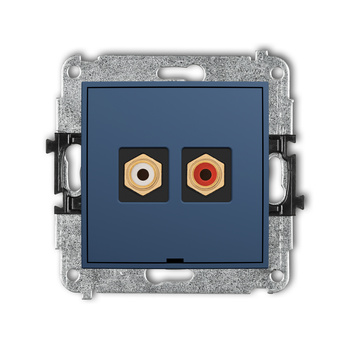 Mechanizm gniazda podwójnego RCA, bez pola opisowego typu cinch - biały i czerwony, pozłacany Karlik seria ICON 64IGRCABO-2 kolor navy blue