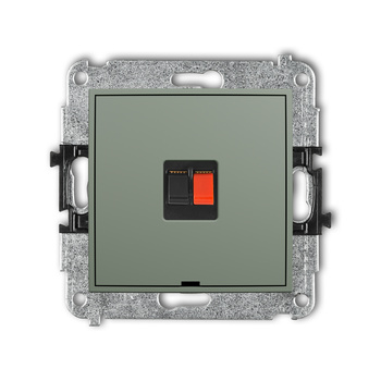 Mechanizm gniazda głośnikowego pojedynczego, bez pola opisowego Karlik seria ICON 61IGGBO-1 kolor szałwiowy