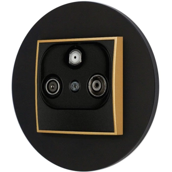 Gniazdo rtv-sat z ramką okrągłą seria MINI kolor czarny złoty