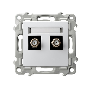 Gniazdo antenowe typu F podwójne seria SZAFIR kolor Biały symbol GPA-2ZF/m/00