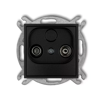 Mechanizm gniazda abonenckiego RTV przelotowego 15dB Karlik seria ICON 12IG15P kolor czarny mat